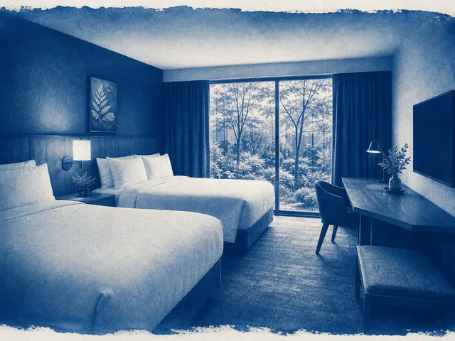 Two queen beds in a plain modern room